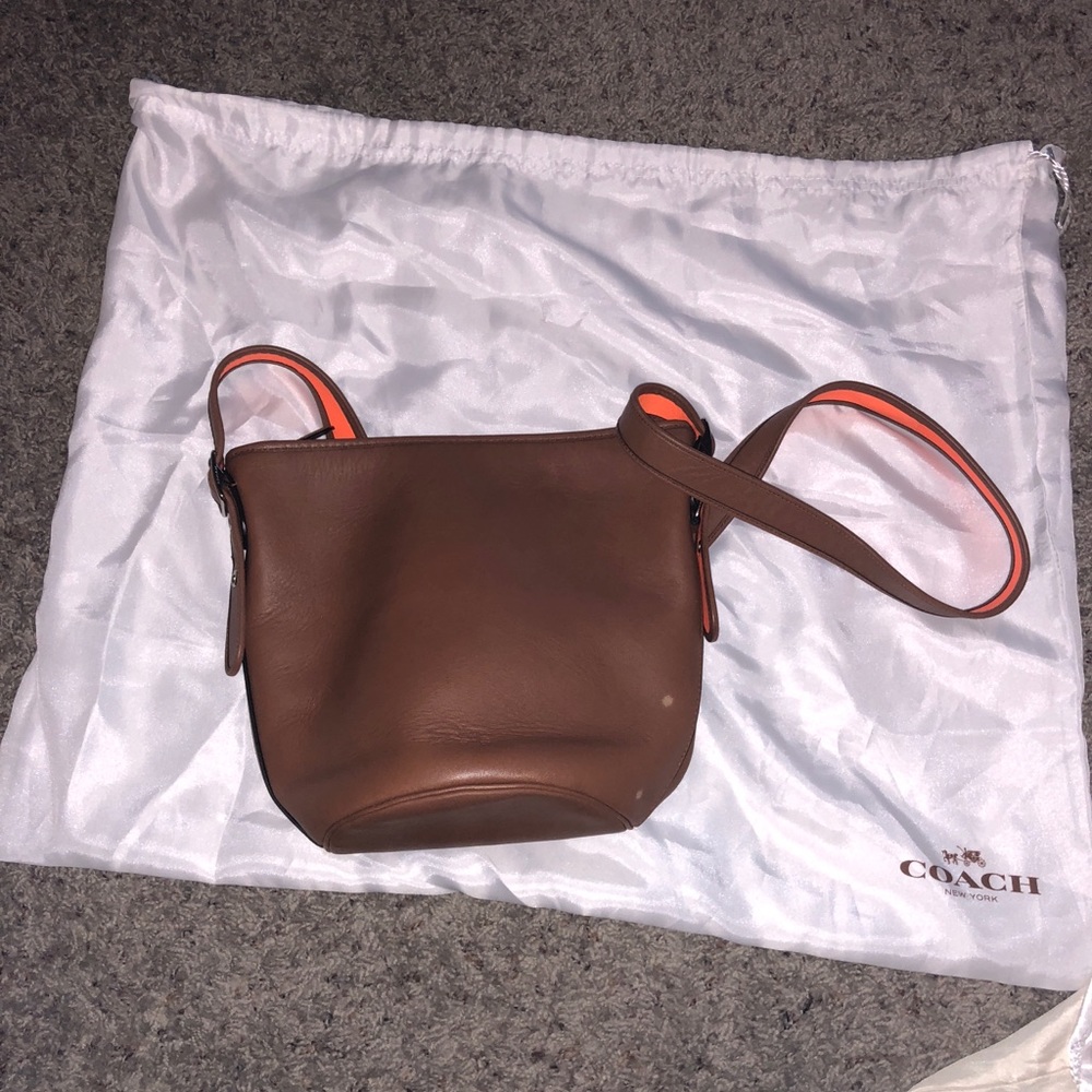 Coach Brown Leather Bucket Shoulder Bag